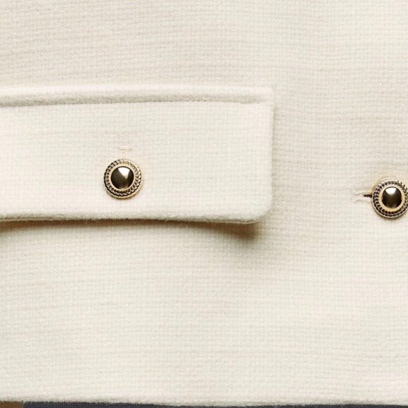 ZARA Women's Cropped Flap Jacket(Ecru, US M, L/EUR M, L) - Picture 6 of 13